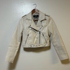 Cream faux leather jacket